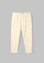 Quần Legging Bé Gái Thun Gân Kem Hoa