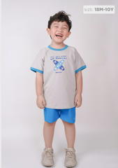Đồ Bộ Ngắn Tay Bé Trai Xám Go Skate Phối Xanh