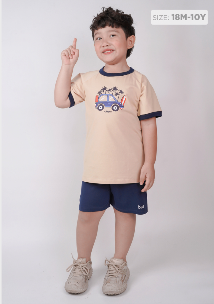 Đồ Bộ Ngắn Tay Bé Trai Be Summer Holiday Phối Xanh Đen