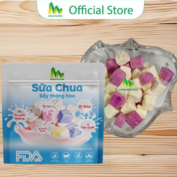  Sữa Chua Sấy Thăng Hoa Thương Hiệu Hana Nguyên, Vị Ngọt Tự Nhiên, Đồ Ăn Vặt, Có Chứng Nhận ATVSTP 