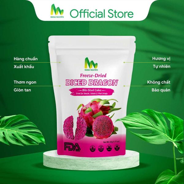 Thanh long sấy thăng hoa 50g HANA NGUYÊN, ngon ngọt bổ dưỡng, chuyên đi xuất khẩu nhiều nước 