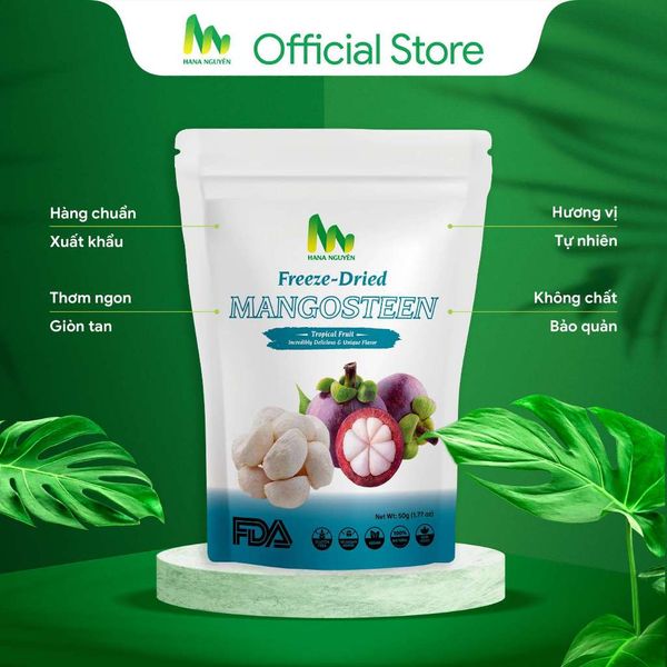  Măng cụt sấy thăng hoa 50g HANA NGUYÊN, giòn, có vị chua và ngọt, đồ ăn vặt trái cây 