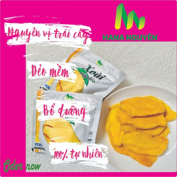  Xoài sấy dẻo xếp hoa Hana Nguyên, vị chua ngọt tự nhiên, đồ ăn vặt, đạt chất lượng xuất khẩu 