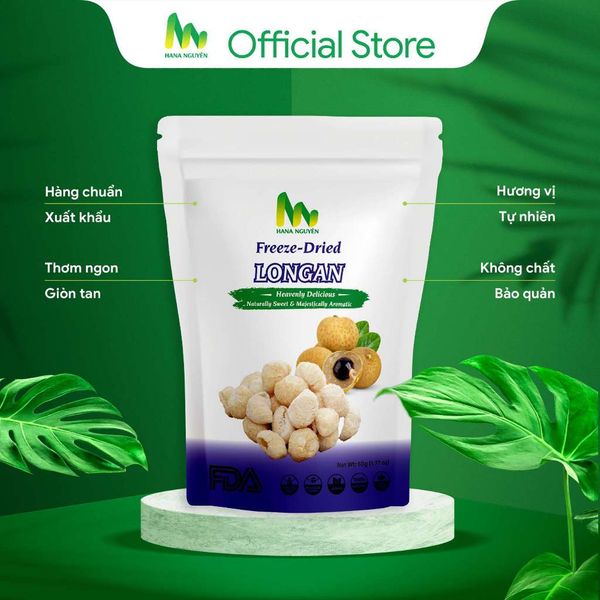  Nhãn sấy thăng hoa 50g HANA NGUYÊN, chuyên xuất khẩu đi nhiều nước 