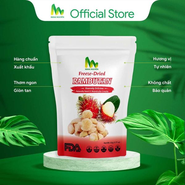  Chôm Chôm sấy thăng hoa 50g HANA NGUYÊN, ngon ngọt bổ dưỡng, chuyên đi xuất khẩu nhiều nước 