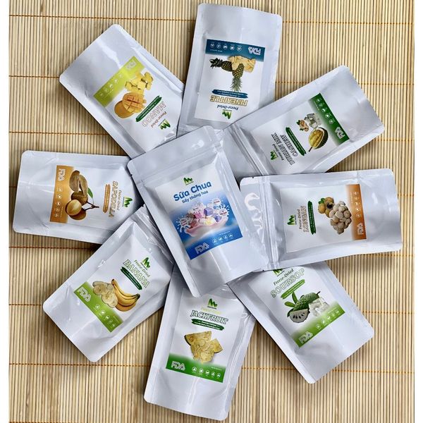  Combo đậm đà 9 món trái cây sấy thăng hoa túi 18g HANA NGUYÊN 
