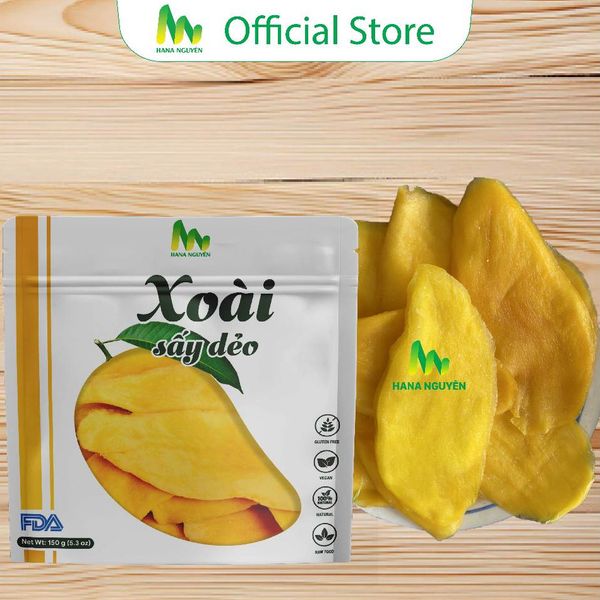 Xoài sấy dẻo HANA NGUYÊN, vị chua ngọt tự nhiên, đồ ăn vặt với chất lượng xuất khẩu 