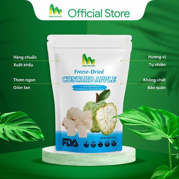  Mãng cầu na sấy thăng hoa 50g HANA NGUYÊN, món ngon bổ dưỡng lạ miệng 