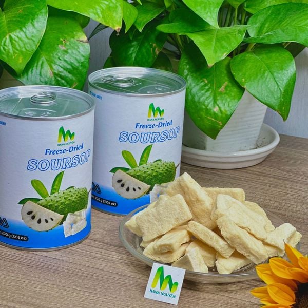  Mãng cầu xiêm sấy thăng hoa lon 25g 50g, độc quyền thương hiệu HANA NGUYÊN 