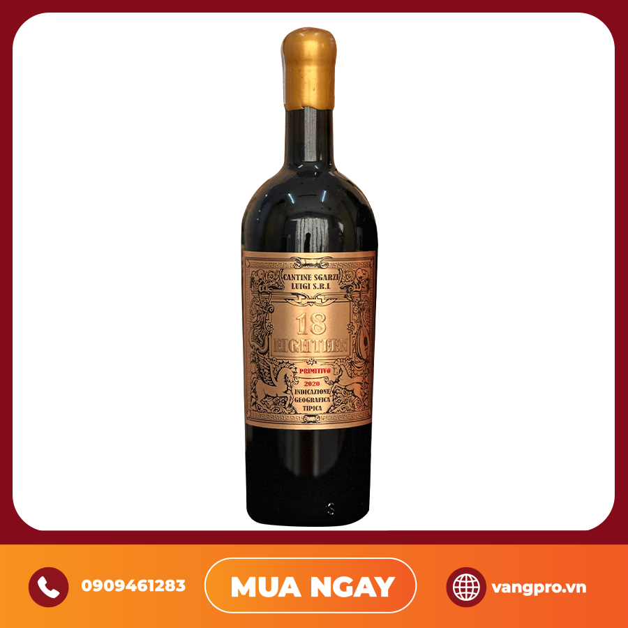 VANG ĐỎ Ý EIGHTEEN 18 PRIMITIVO