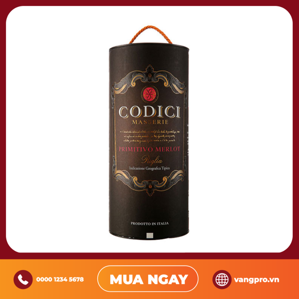 VANG ĐỎ Ý CODICI PUGLIA PRIMITIVO MERLOT