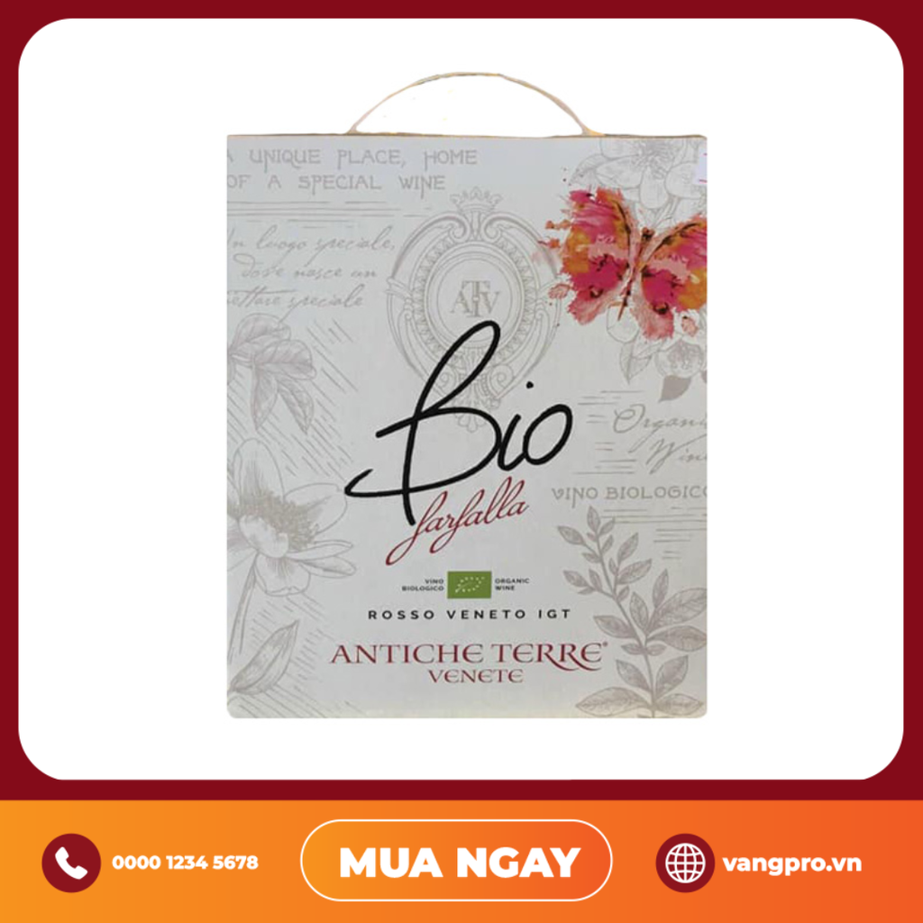 VANG ĐỎ Ý ORGANIC ANTICHE TERRE VANETE FARFALLA BIO