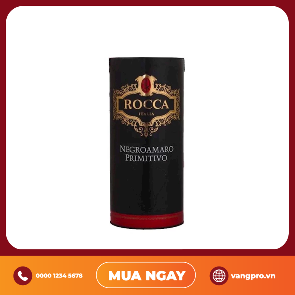 VANG ĐỎ Ý ROCCA NEGROAMARO PRIMITIVO SALENTO IGT BỊCH 3 LÍT