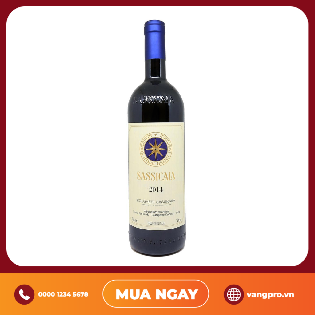 VANG ĐỎ Ý TENUTA SAN GUIDO SASSICAIA BOLGHERI SUPERIORE TUSCANY 2014