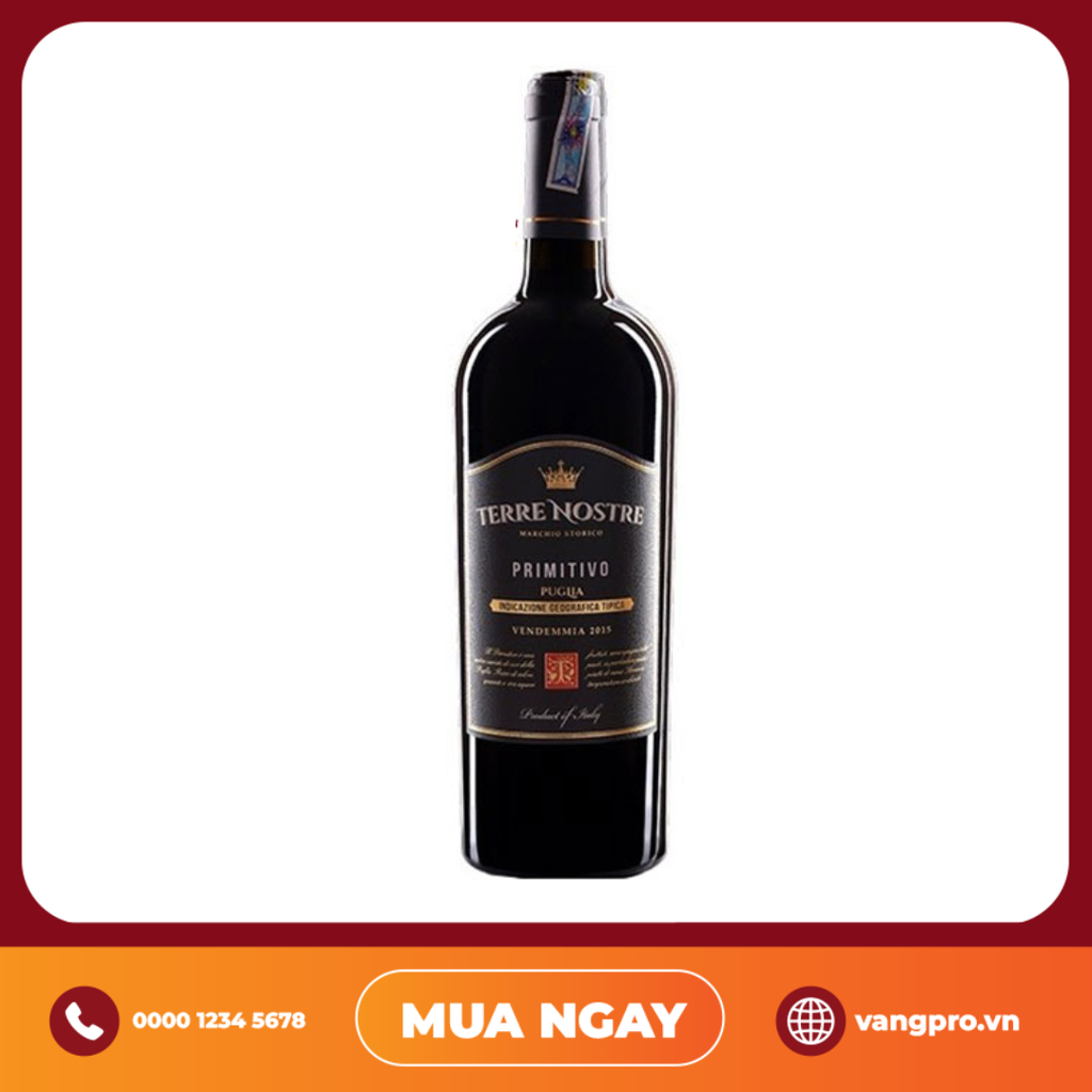 VANG ĐỎ Ý TERRE NOSTRE PRIMITIVO