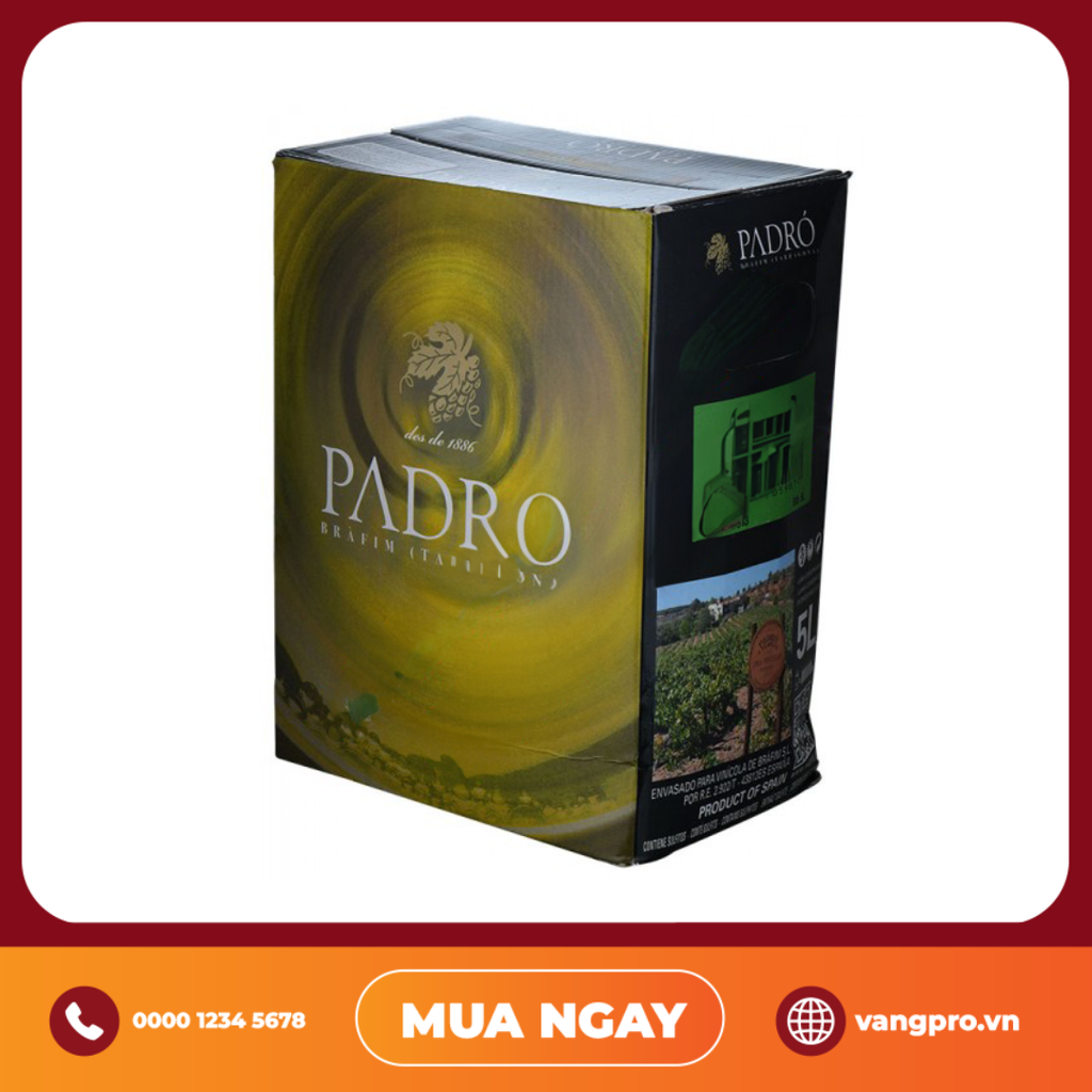 VANG TRẮNG TÂY BAN NHA PADRO (HỘP 5L)