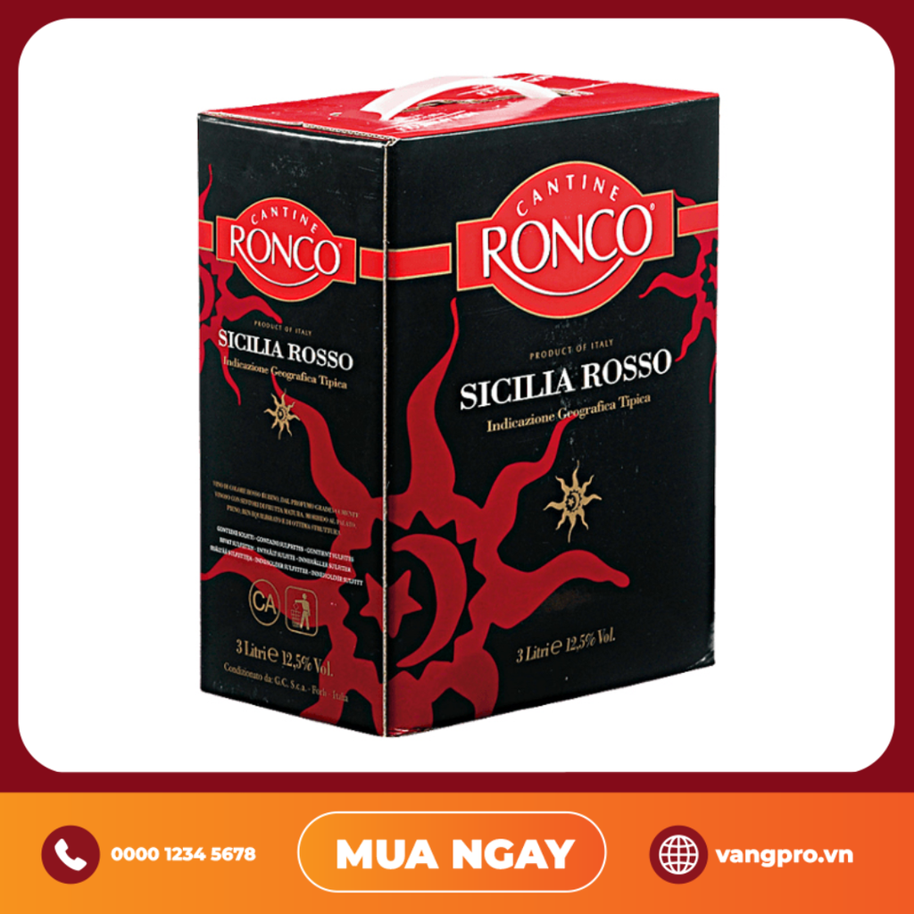 VANG ĐỎ Ý  TERRE SICILIANE ROSSO CANTINE RONCO 3L