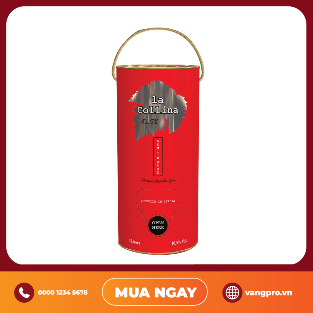VANG ĐỎ Ý LA COLLINA SEMI DOLCE (HỘP 3L)