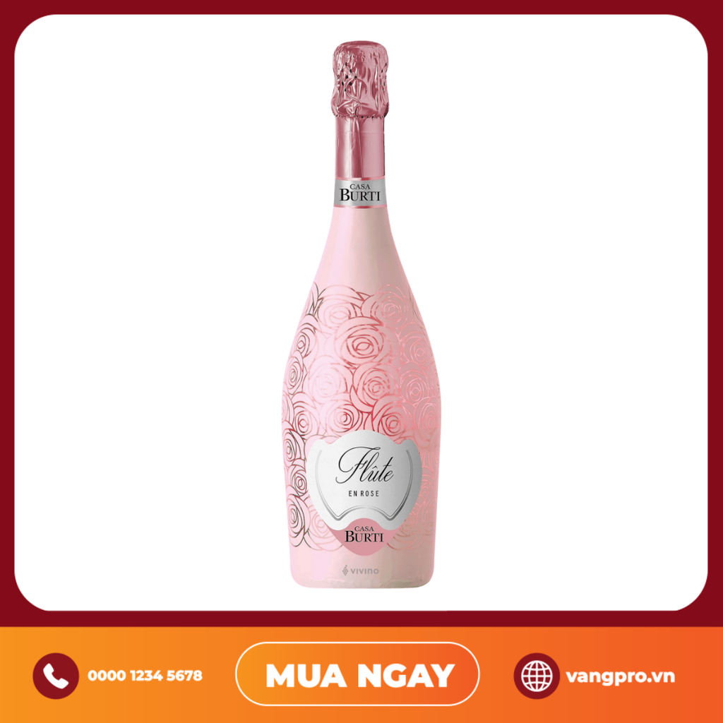 VANG NỔ Ý CASA BURTI FLUTE EN ROSE EXTRA DRY
