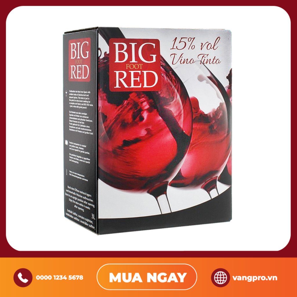 VANG ĐỎ TÂY BAN NHA  BIG FOOT RED (BỊCH 3L)