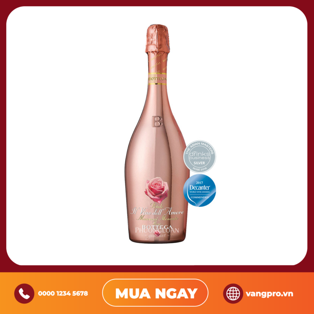 VANG NỔ Ý BOTTEGA MANZONI MOSCATO ROSÉ SPARKLING