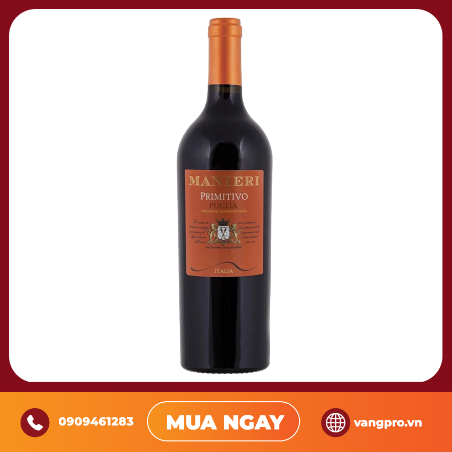 VANG ĐỎ Ý MANIERI PRIMITIVO PUGLIA IGT
