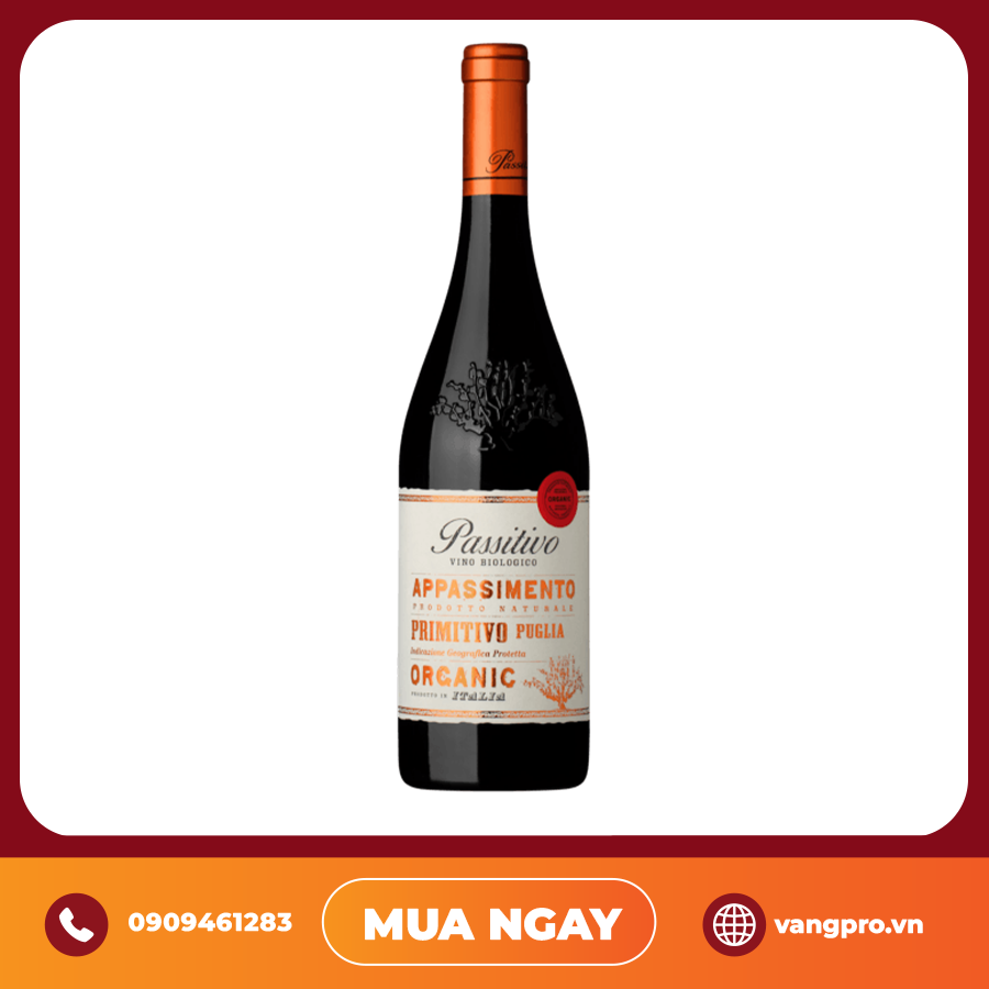 VANG ĐỎ Ý PASSITIVO APPASSIMENTO PRIMITIVO ORGANIC
