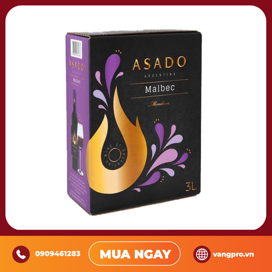 Vang Đỏ Argentina Asado Malbec Mendoza bịch 3 Lít