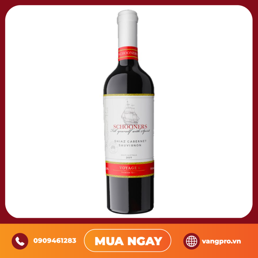 VANG ĐỎ ÚC SCHOONERS VOYAGE 6 SHIRAZ CABERNET SAUVIGNON