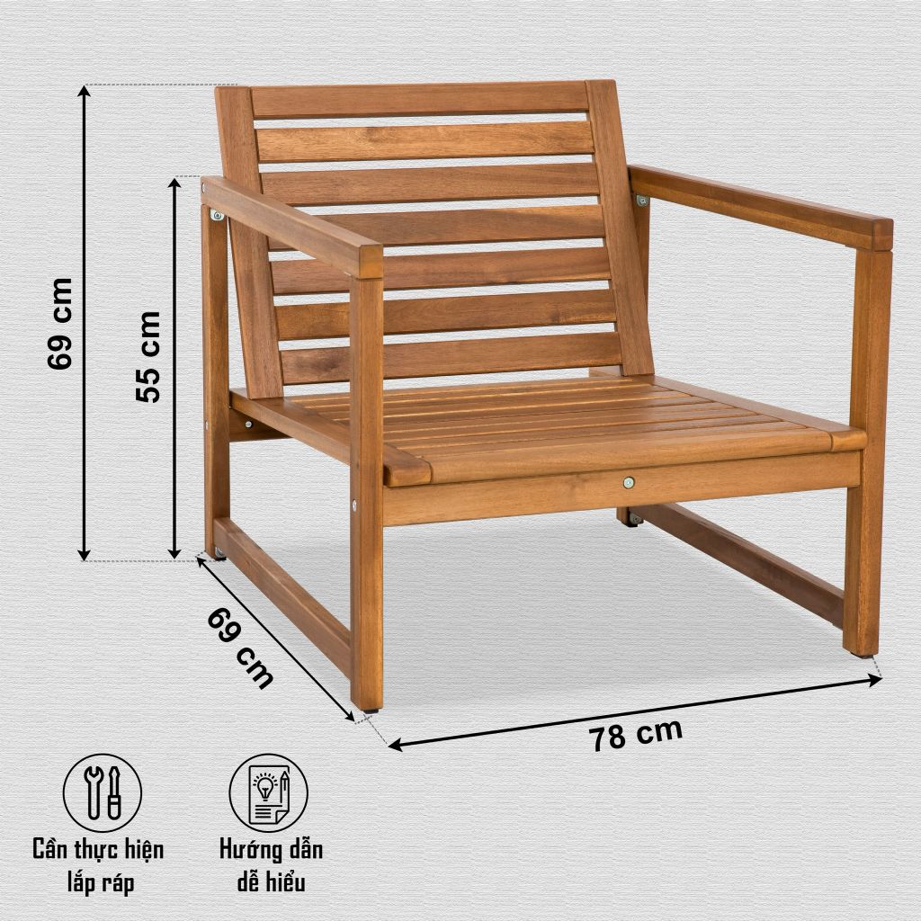 Ghế Thư Giãn - Large Wooden Lounge Chair