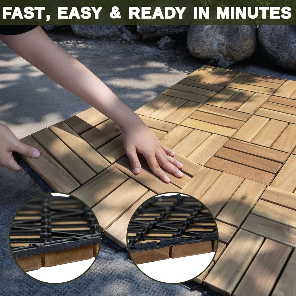 Vỉ Gỗ Lót Sàn 12 Nan Đế Thấp - Square Joint Floor Decking 12 Slats