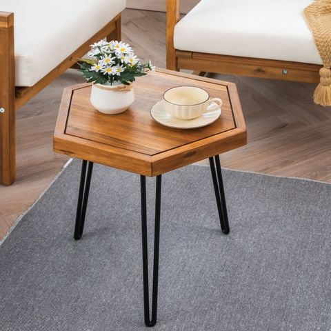 Bàn Lục Giác Gỗ – Hexagon Side Table 