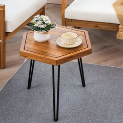 Bàn Lục Giác Gỗ – Hexagon Side Table