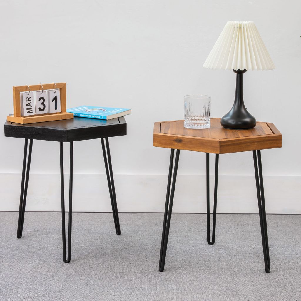 Bàn Lục Giác Gỗ – Hexagon Side Table