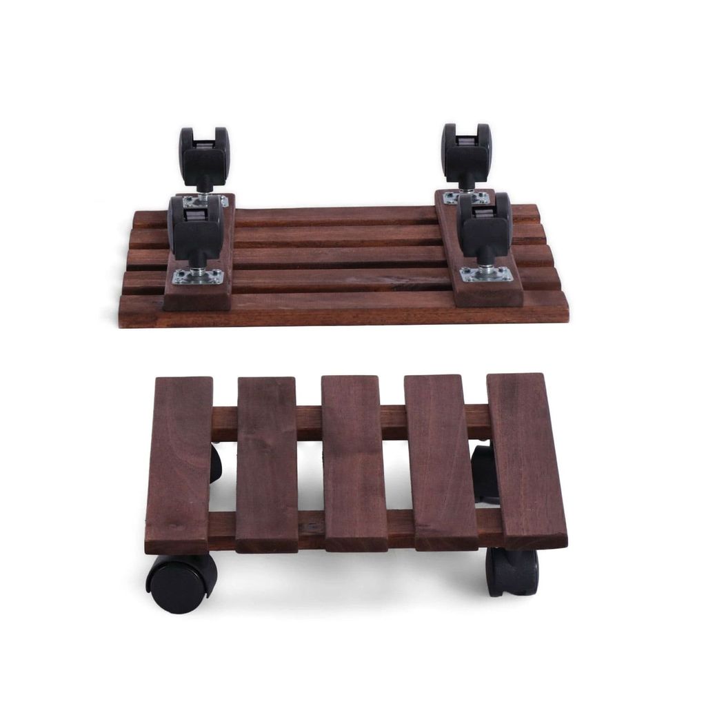 Combo 2 Đế Chậu Cây Vuông Có Bánh Xe – Square Wooden Plant Caddy