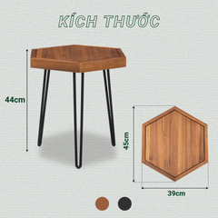 Bàn Lục Giác Gỗ – Hexagon Side Table