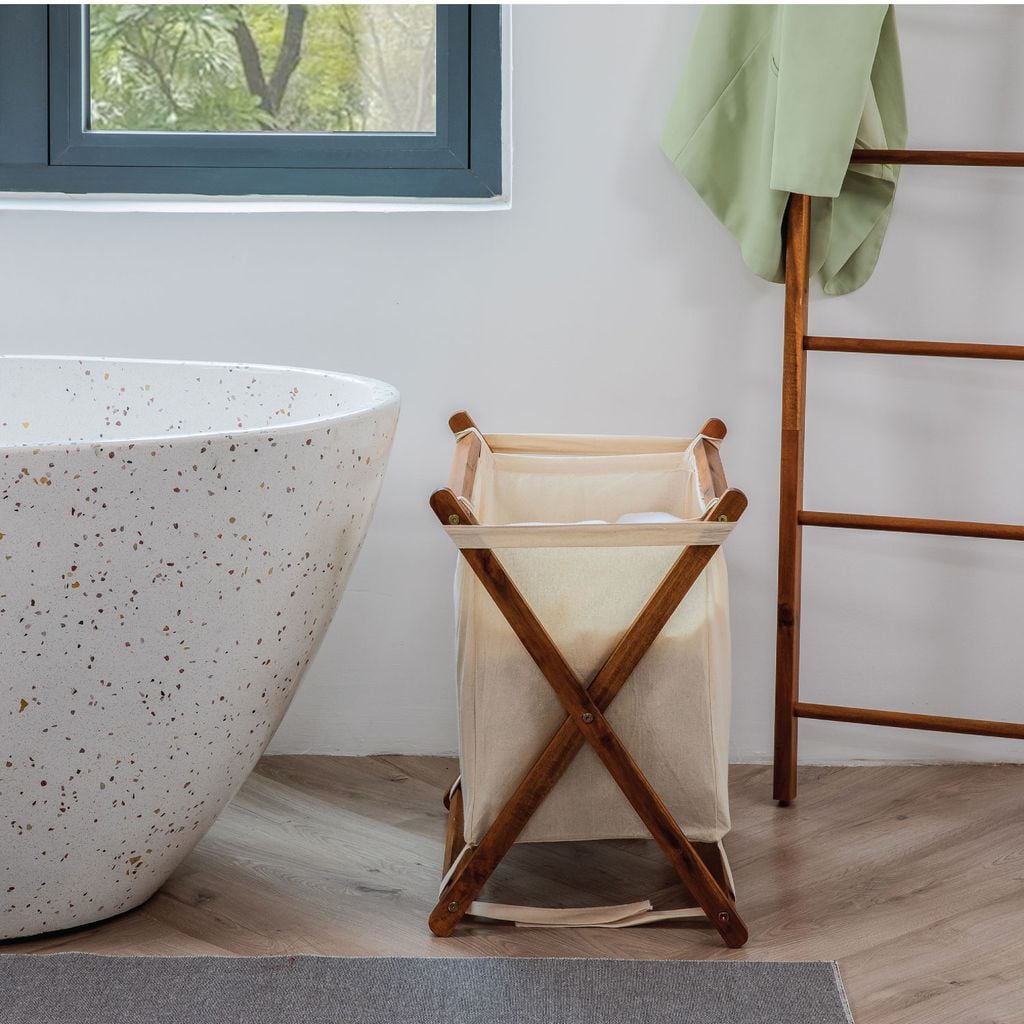 Giỏ Đựng Quần Áo Khung Gỗ – X-Frame Laundry Hamper