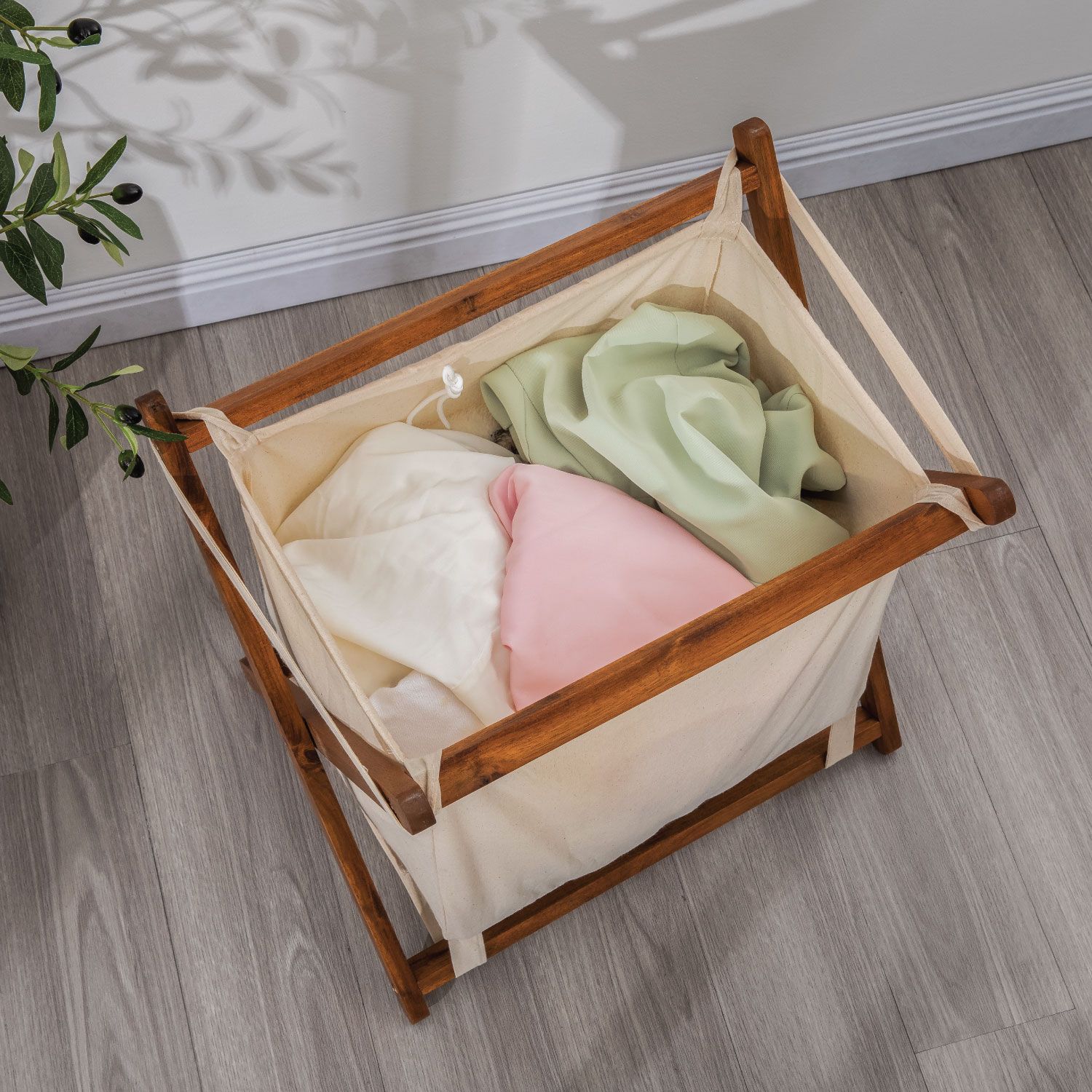  Giỏ Đựng Quần Áo Khung Gỗ – X-Frame Laundry Hamper 