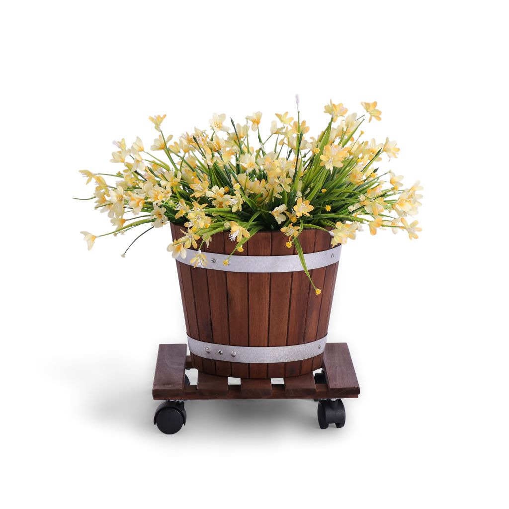 Combo 2 Đế Chậu Cây Vuông Có Bánh Xe – Square Wooden Plant Caddy