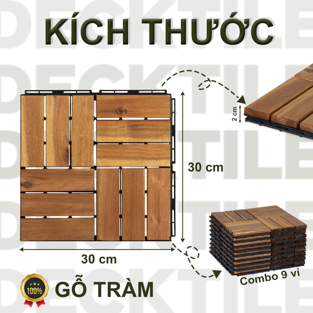 Vỉ Gỗ Lót Sàn 12 Nan Đế Thấp - Square Joint Floor Decking 12 Slats