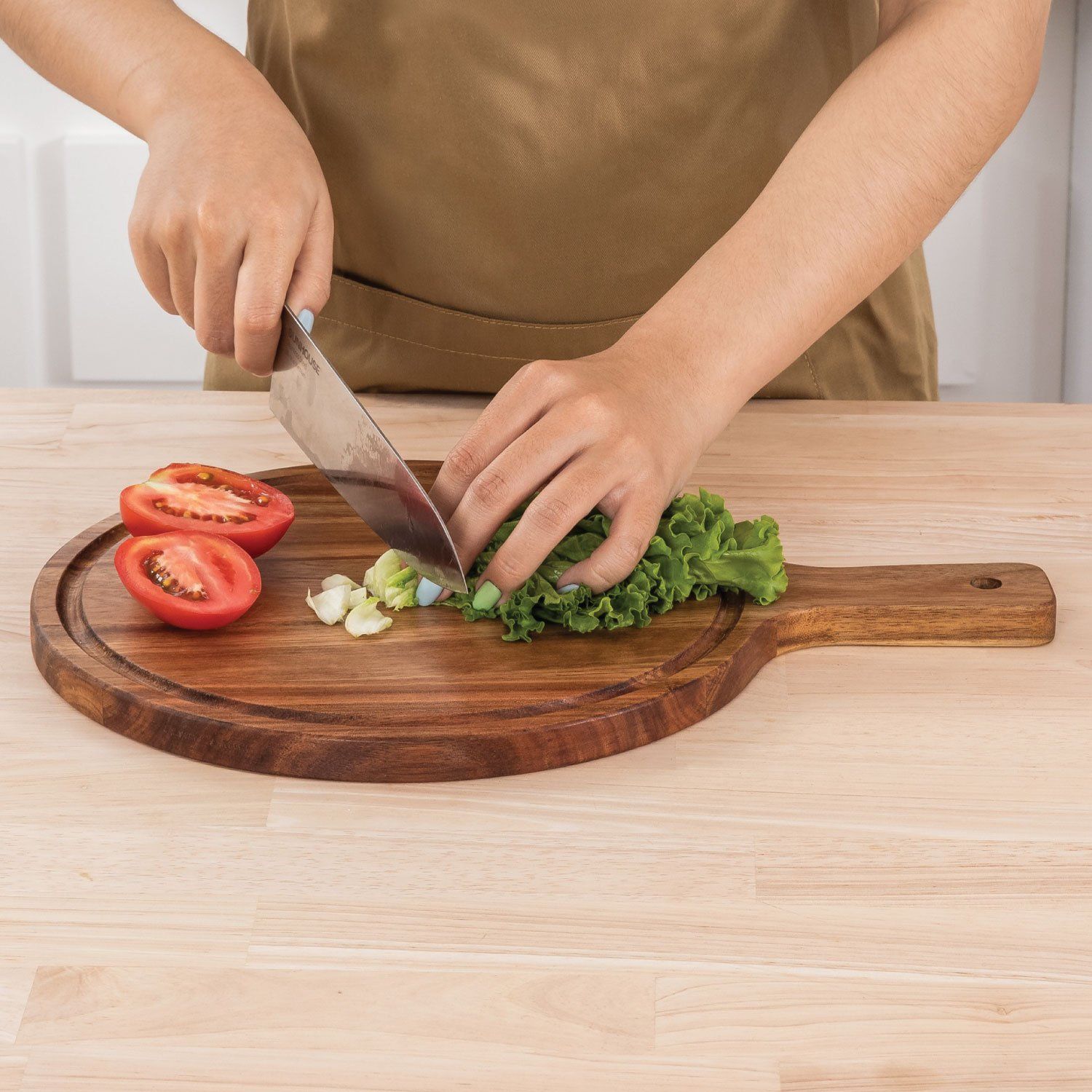  Thớt Gỗ Tròn Có Tay Cầm - Round Chopping Board 