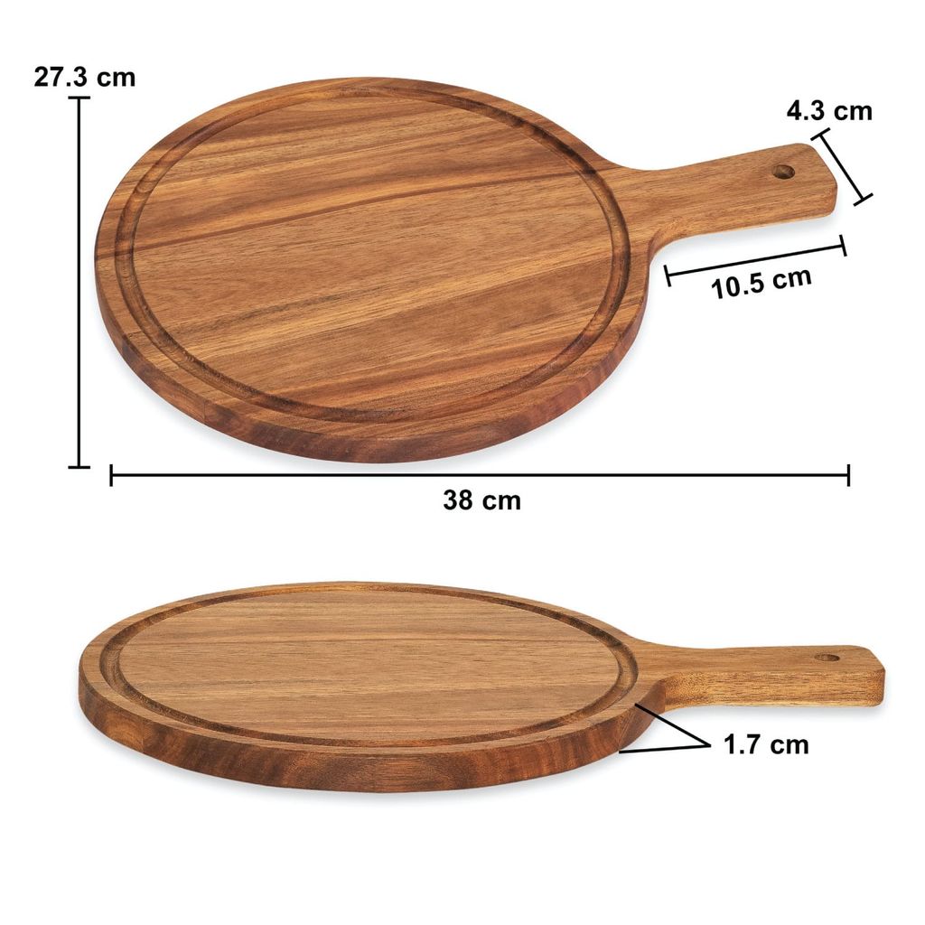 Thớt Gỗ Tròn Có Tay Cầm - Round Chopping Board