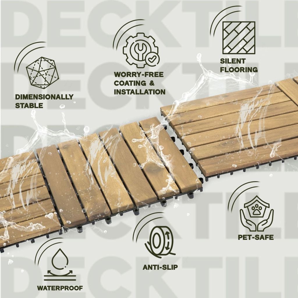 Vỉ Gỗ Lót Sàn 6 Nan Đế Cao - Round Joint Floor Decking 6 Slats