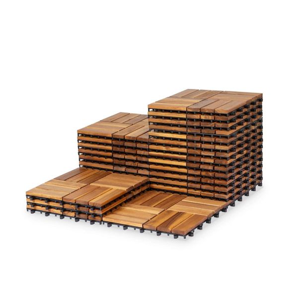  Vỉ Gỗ Lót Sàn 12 Nan Đế Cao - Round Joint Floor Decking 12 Slats 
