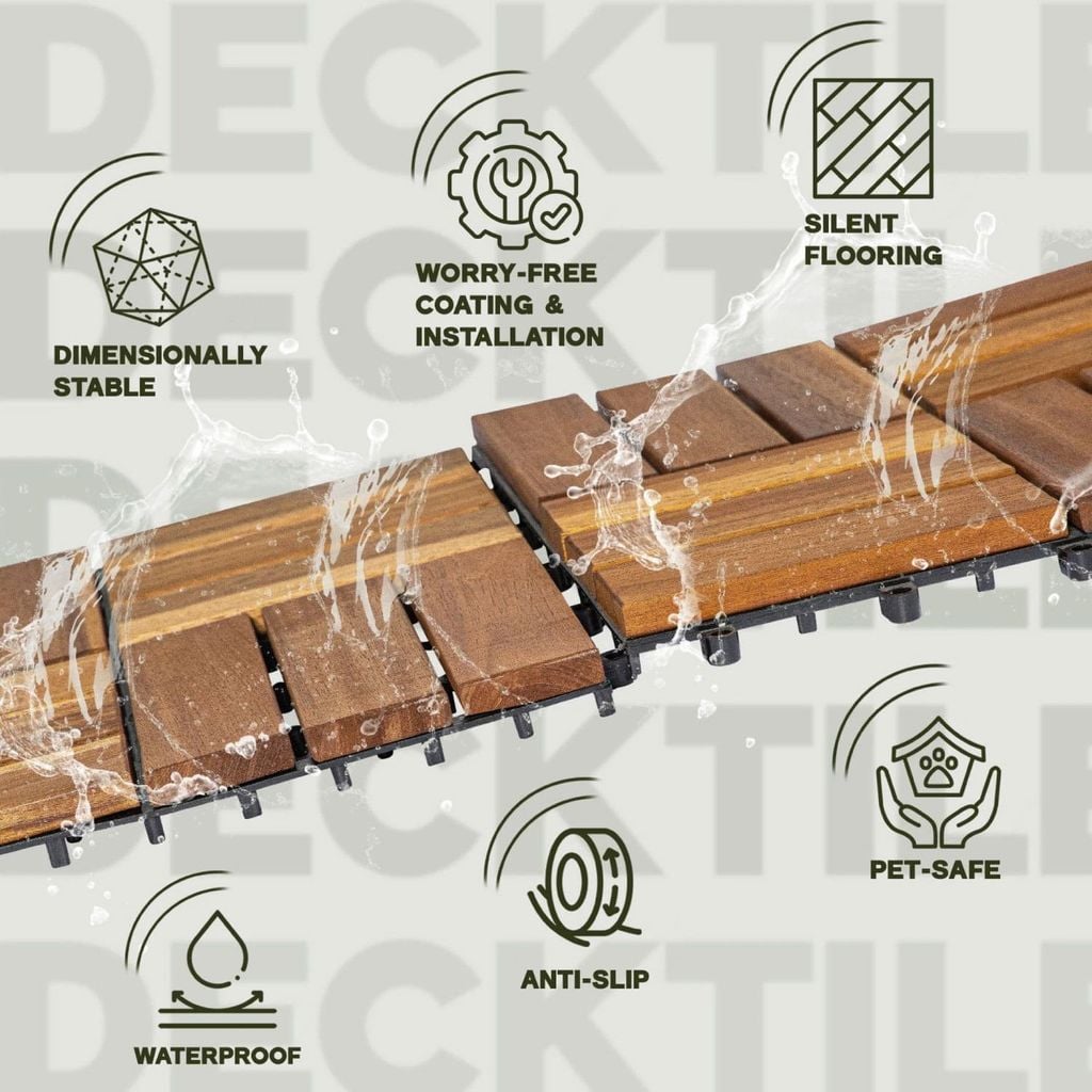 Vỉ Gỗ Lót Sàn 12 Nan Đế Cao - Round Joint Floor Decking 12 Slats