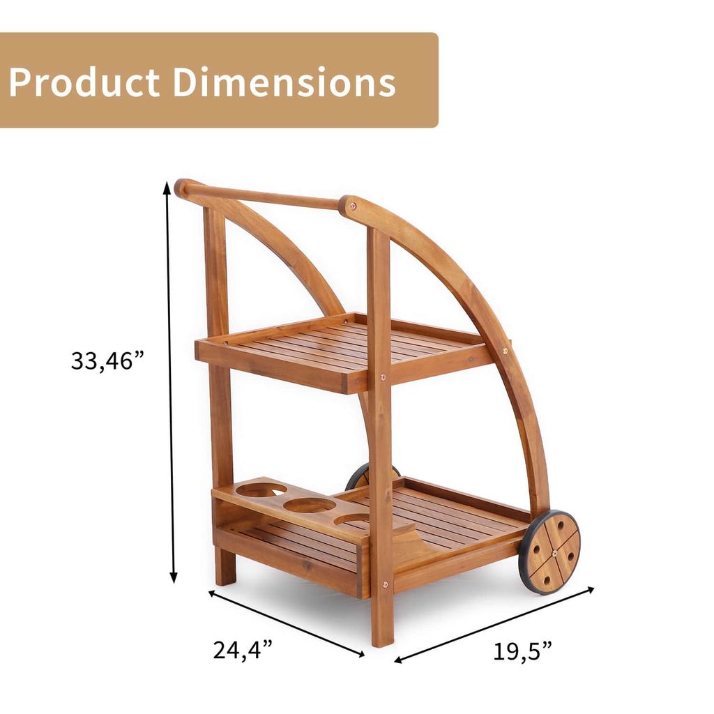 Xe Đẩy Quầy Bar Gỗ – Tea Trolley