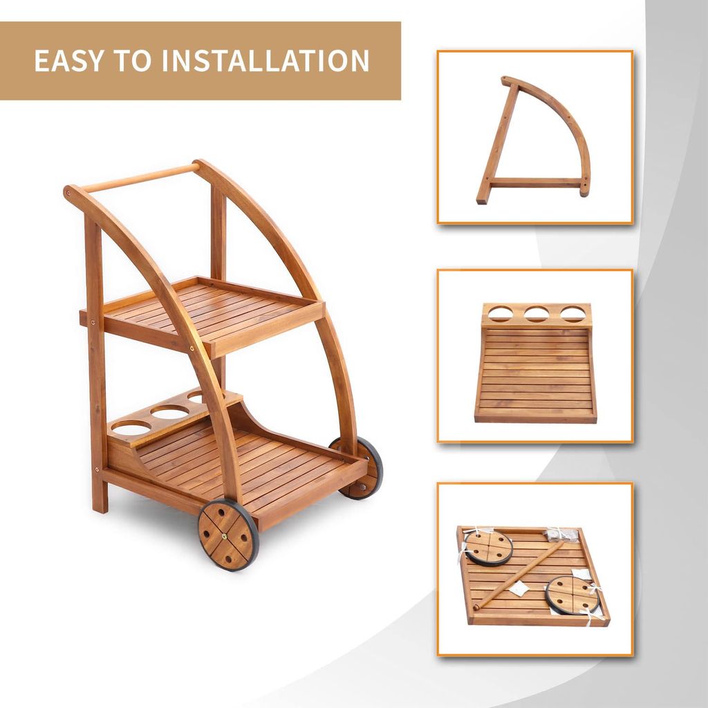 Xe Đẩy Quầy Bar Gỗ – Tea Trolley