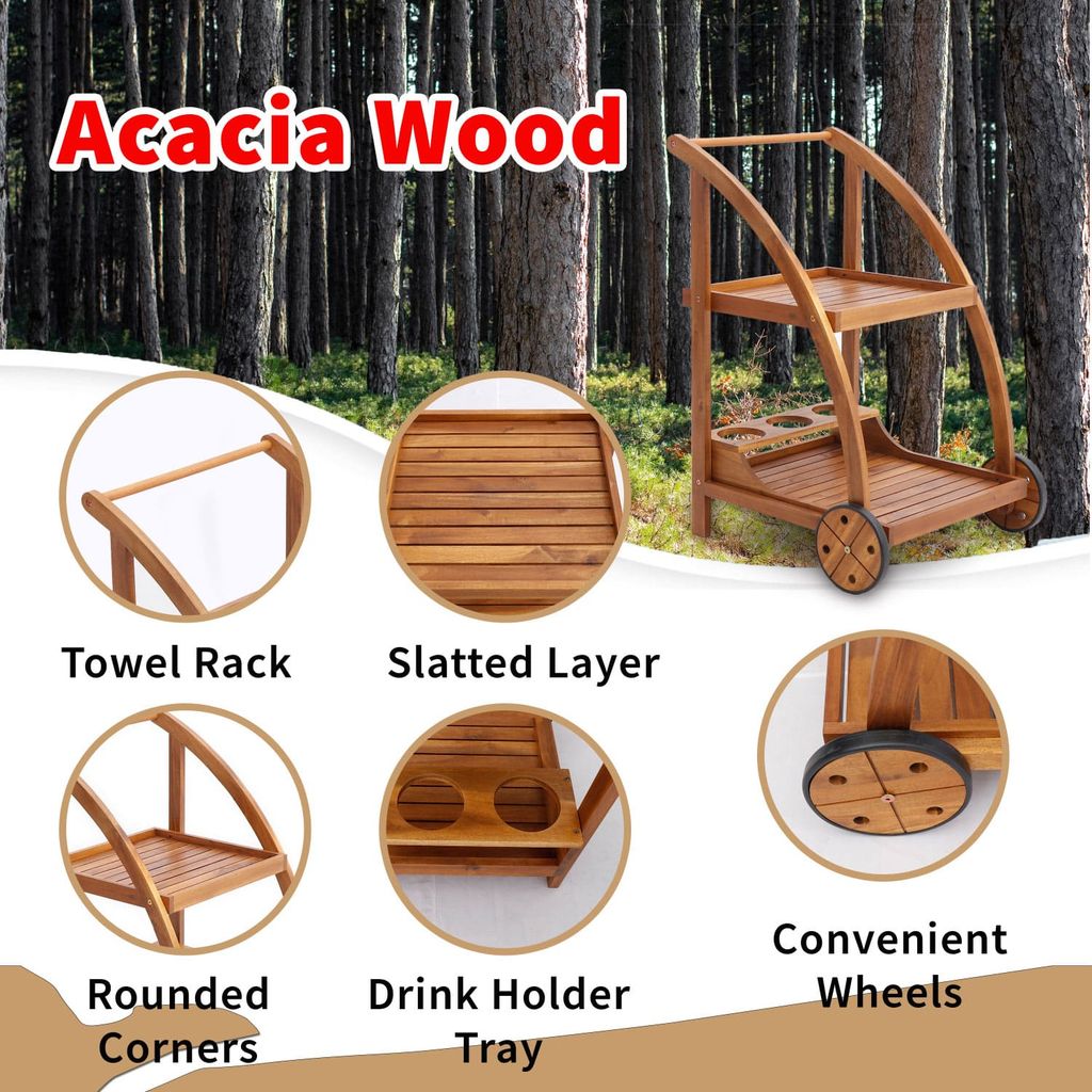 Xe Đẩy Quầy Bar Gỗ – Tea Trolley