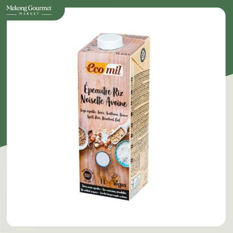 Nước uống từ lúa mì yến mạch và hạt phỉ không đường hữu cơ Ecomil 1L