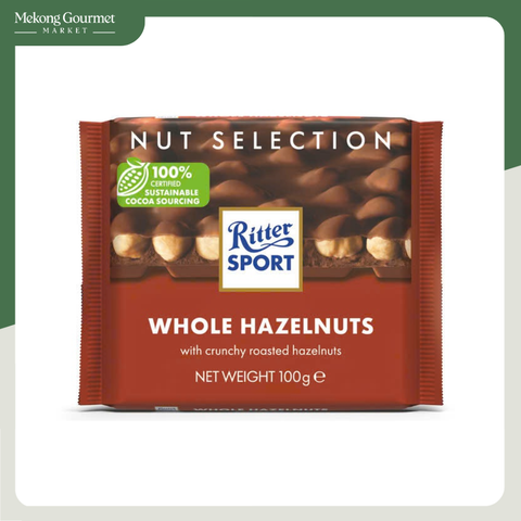 Chocolate sữa hạt phỉ dạng thanh không nhân Ritter 100g